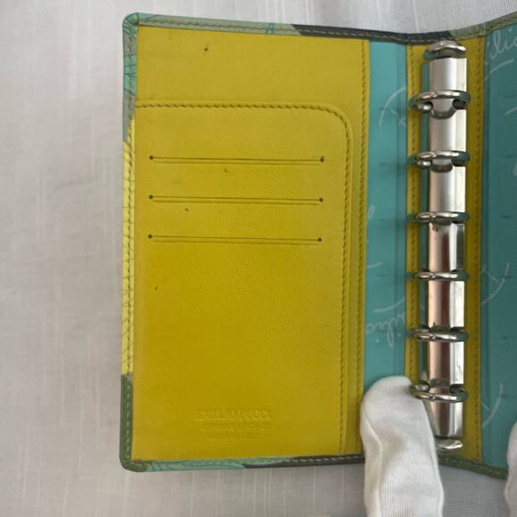 Emilio Pucci Green Floral Leather Agenda/Wallet/Notepad (COA) - Picture 12 of 14